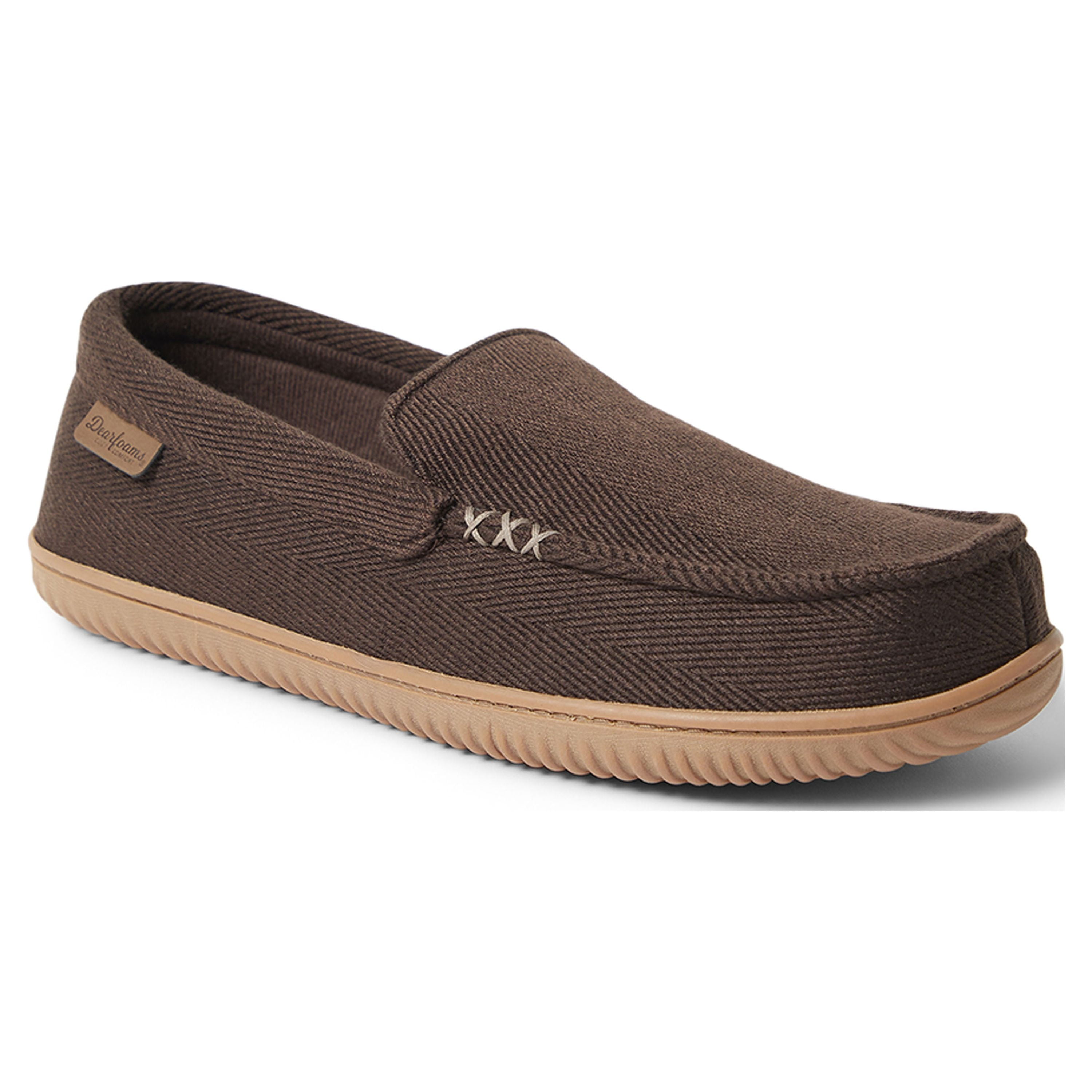 Dearfoams Cozy Comfort Men's Herringbone Moccasin Slippers - Walmart.com