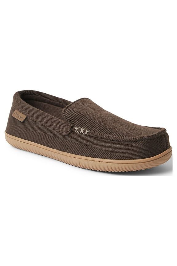 Cozy Comfort Men's Woven Moc W/ Accent Stitch Slippers