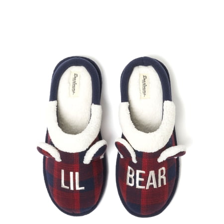 Dearfoams Cozy Comfort Unisex Lil Bear Plaid Clog Slippers