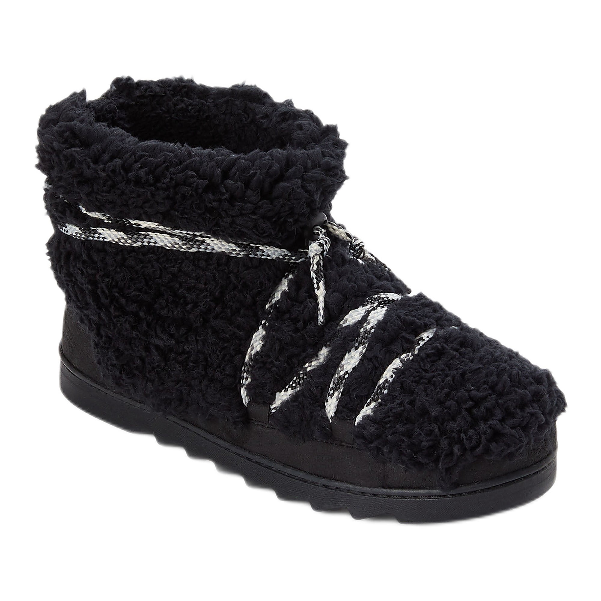Dearfoams Cozy Comfort Women's Lace Up Teddy Slipper Booties