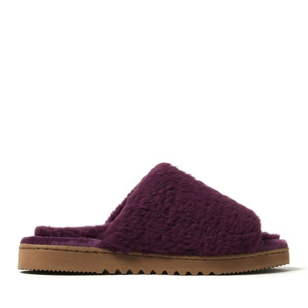 Dearfoams Cozy Comfort Women's Teddy Pile Open Toe Scuff Slippers