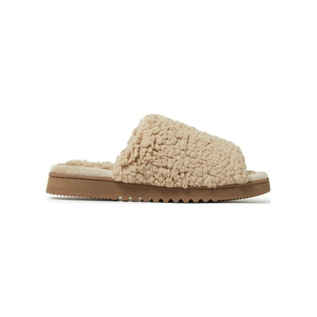 Dearfoams Cozy Comfort Women's Teddy Pile Open Toe Scuff Slippers
