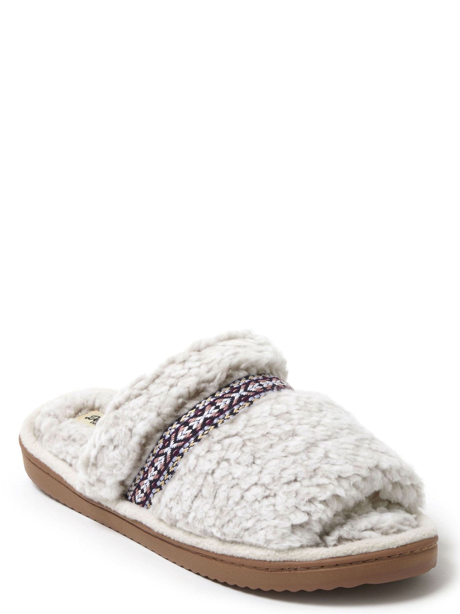 Dearfoams Cozy Comfort Women's Tipped Teddy Slide Slippers