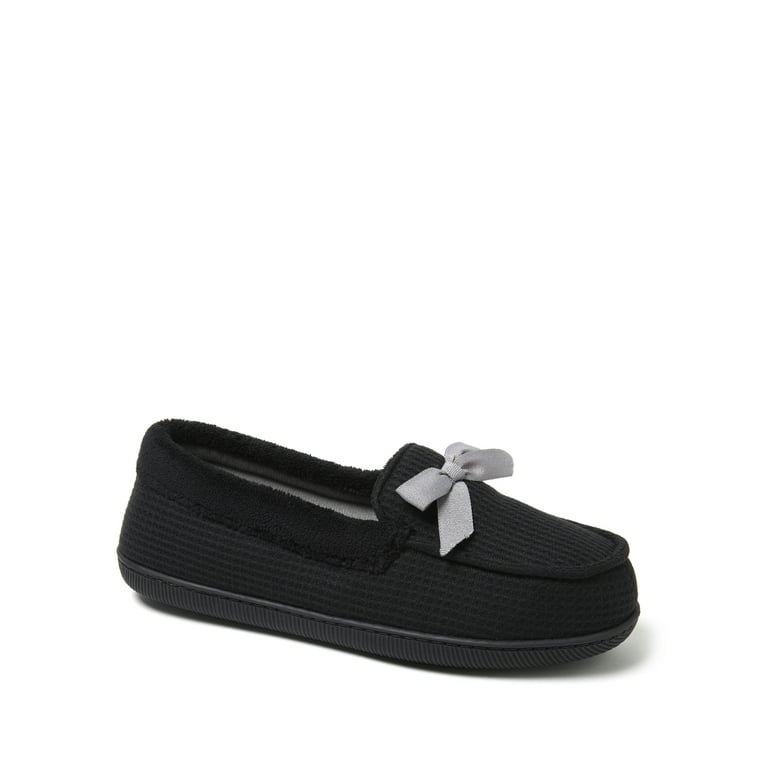 Dearfoams Cozy Comfort Women's Waffle And Terry Moccasin Slippers