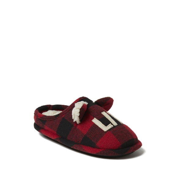 Dearfoams Kid's Buffalo Check Lil Bear Clog Slipper