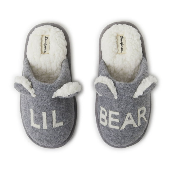 Dearfoams Kid's Casey Lil Bear Family Scuff Slipper