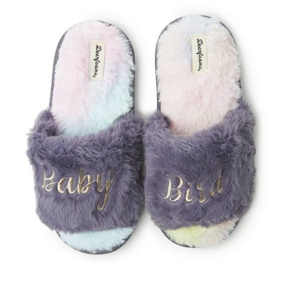 Dearfoams Kid's Girls Lana Fuzzy Slide Slipper - Baby Bird