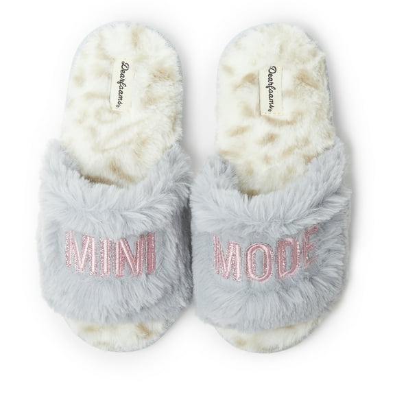 Dearfoams Kid's Girls Lana Fuzzy Slide Slipper - Mini Mode