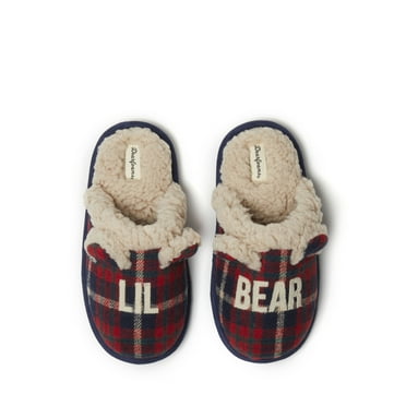 Dearfoams Kids Lil Bear Plaid Scuff House Slipper
