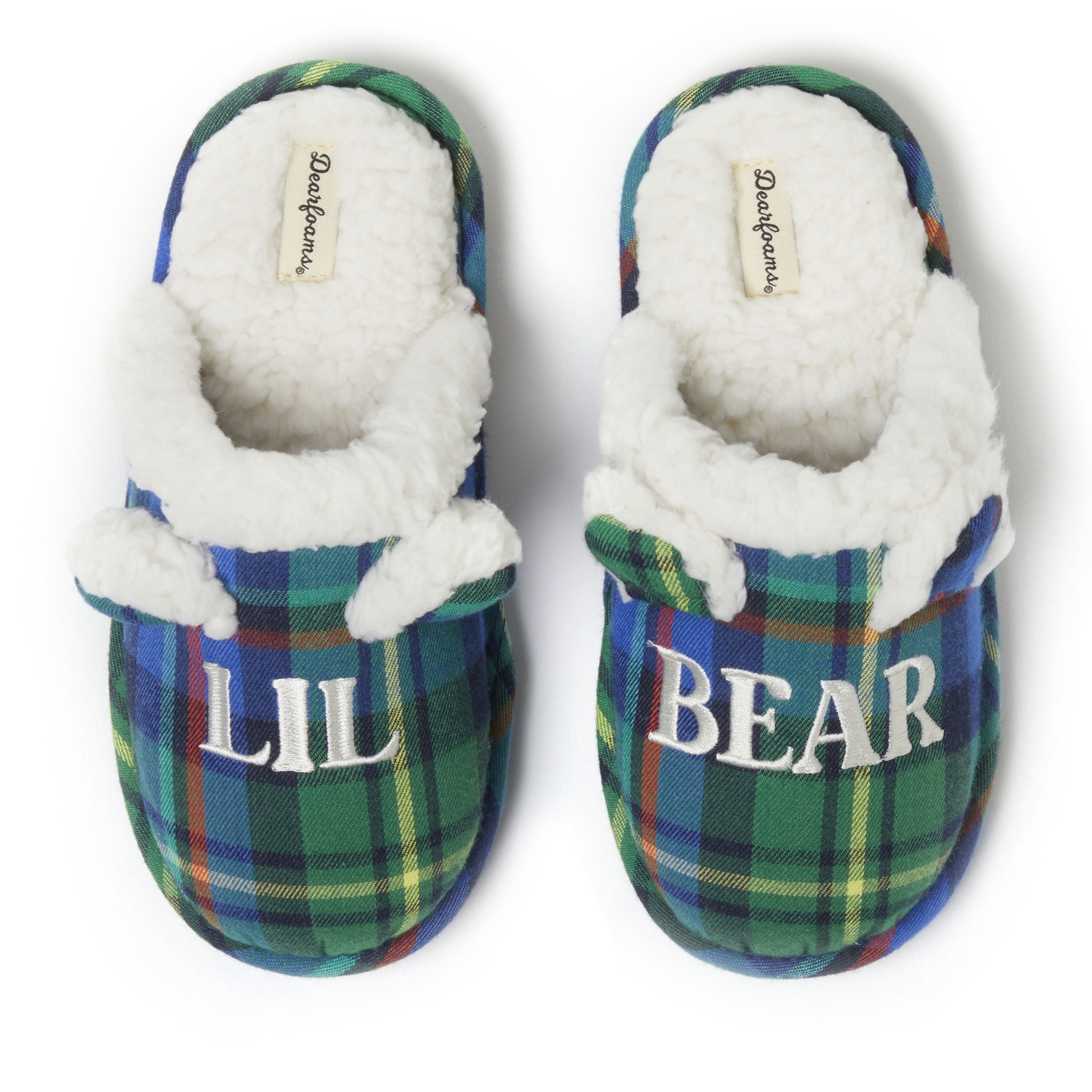 Dearfoams Baby Bear Buffalo Plaid Slippers – Retired Colors, Memory Foam, Machine Washable (0-12 Months)
