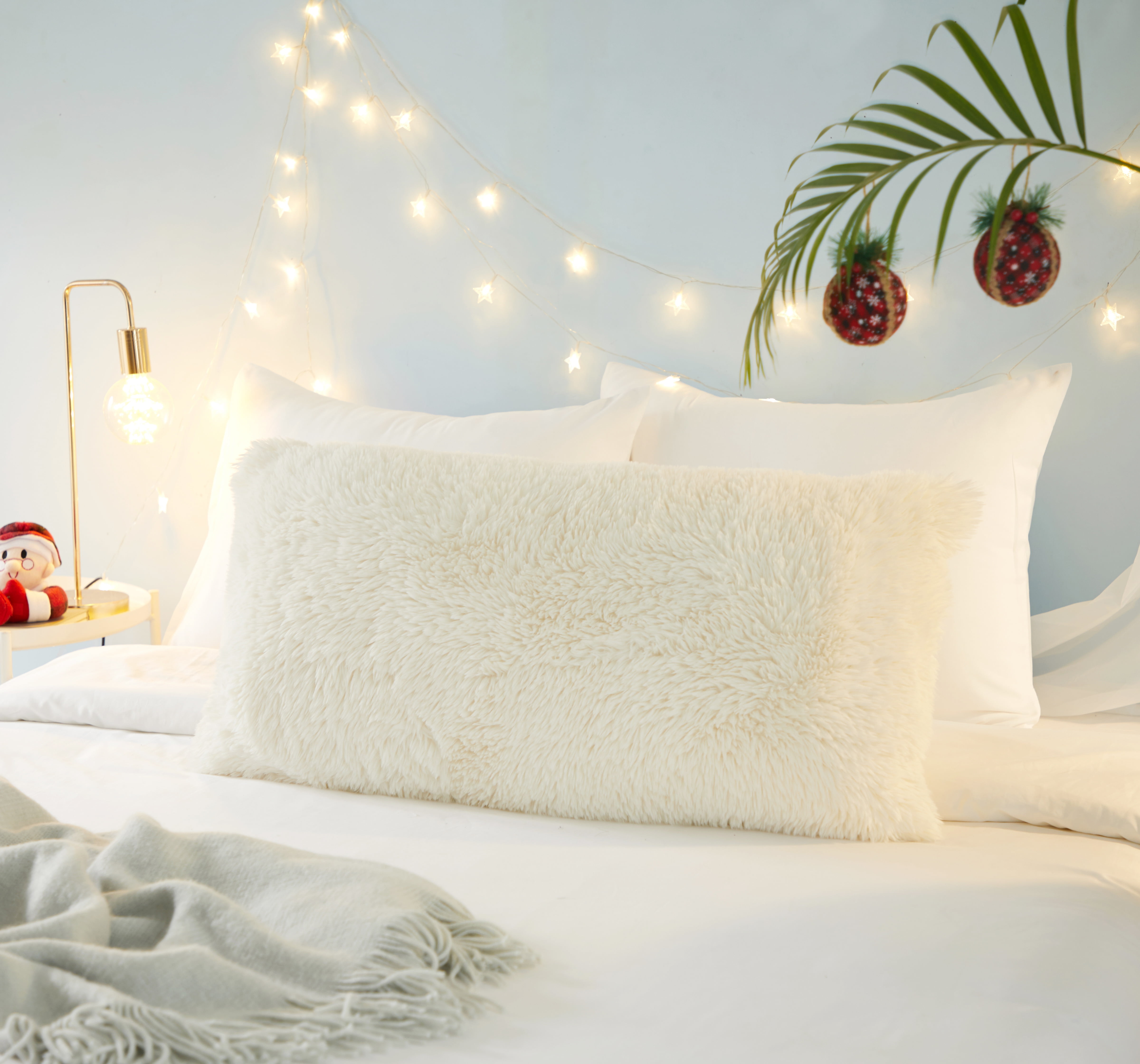 Dearfoams Luxurious Polar Bear Lumbar Pillow, 16'' x 34'', White