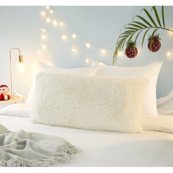 Dearfoams Luxurious Polar Bear Lumbar Pillow, 16'' x 34'', White