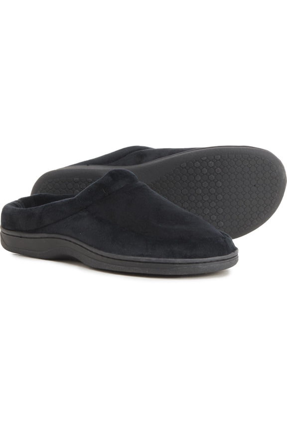 Men's Bradley Indoor Outdoor Velour Moc-Toe Clog Slippers-Black / M