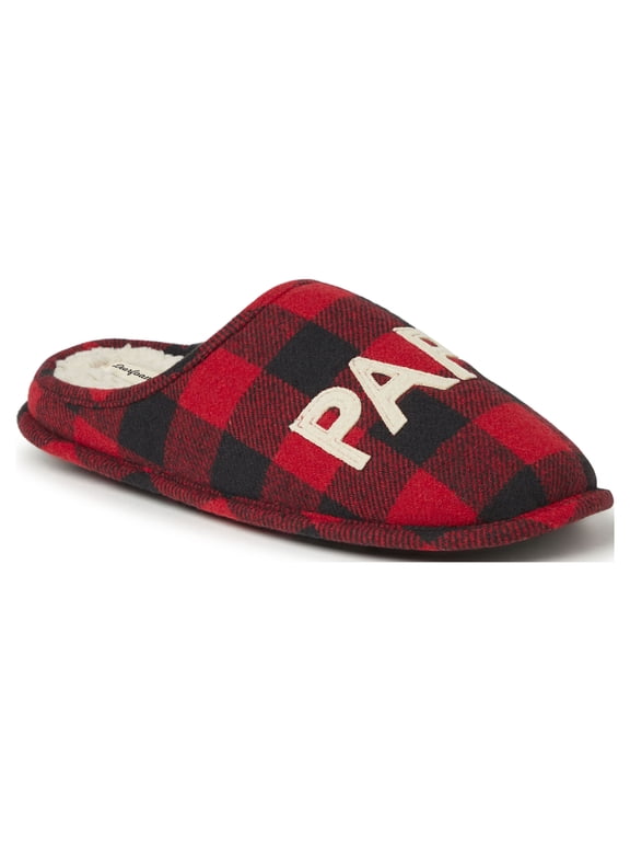 Men's Buffalo Check Papa Bear Dad Clog House Slipper