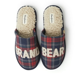 Dearfoams Mens Papa Bear Slippers Buffalo Check Big Bro Bear