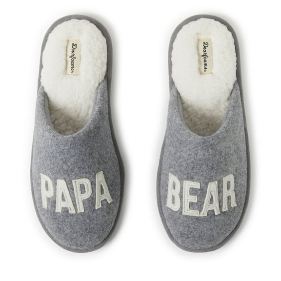 Dearfoams Men's Carson Papa Bear Dad Scuff Slipper