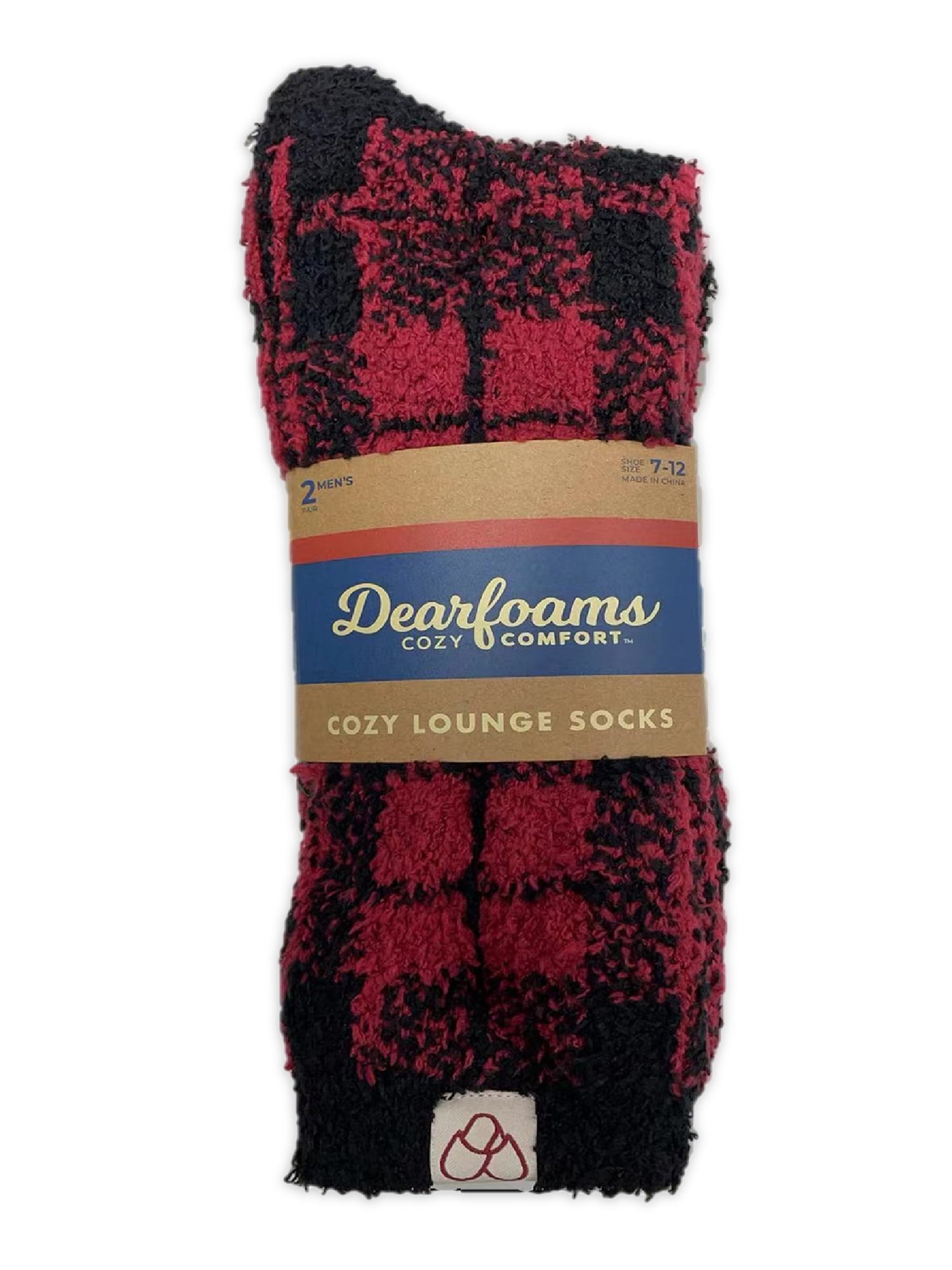 Dearfoams Men's Cozy Lounge Crew Socks, 2-Pack, Sizes 7-12