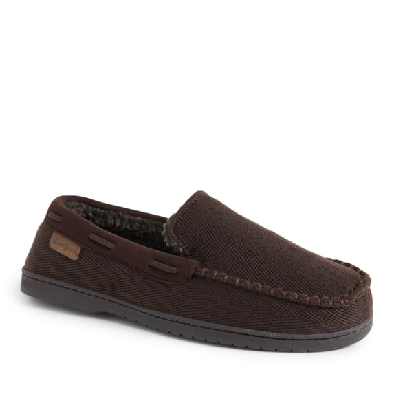 Dearfoams Men's Keaton Twill House Shoe Moccasin Slipper