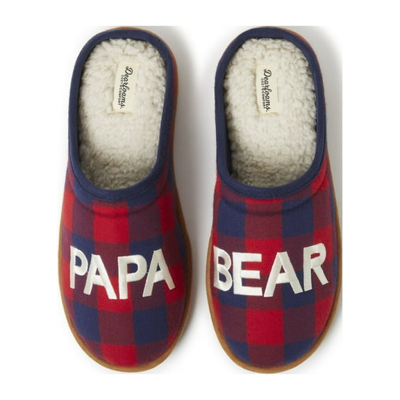 Dearfoams Men's Papa Bear Plaid Clog Slippers