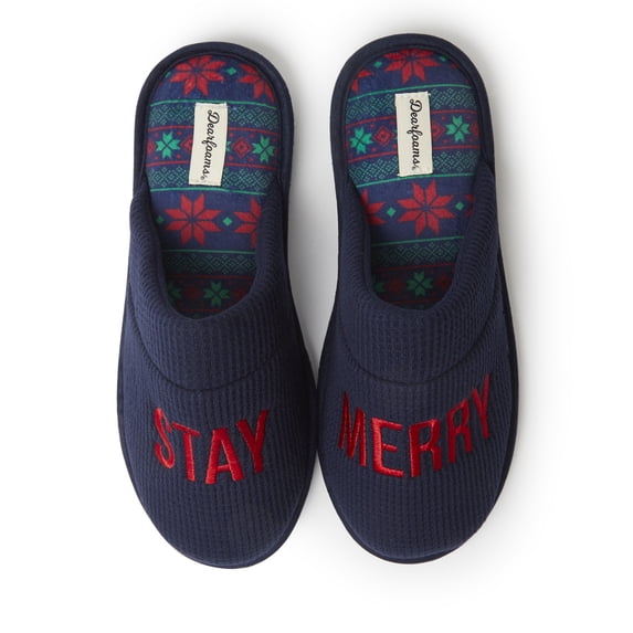 Dearfoams Men's Tyler Novelty Holiday Christmas Scuff Slipper
