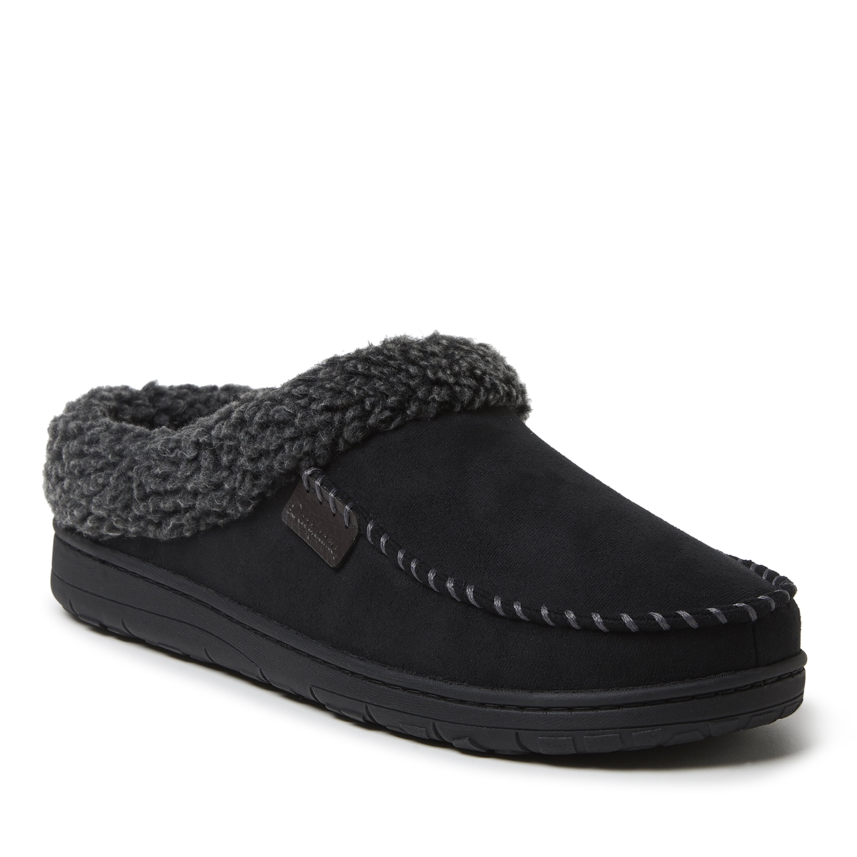 Men's dearfoams microsuede whipstitch trim moccasin slippers hot sale