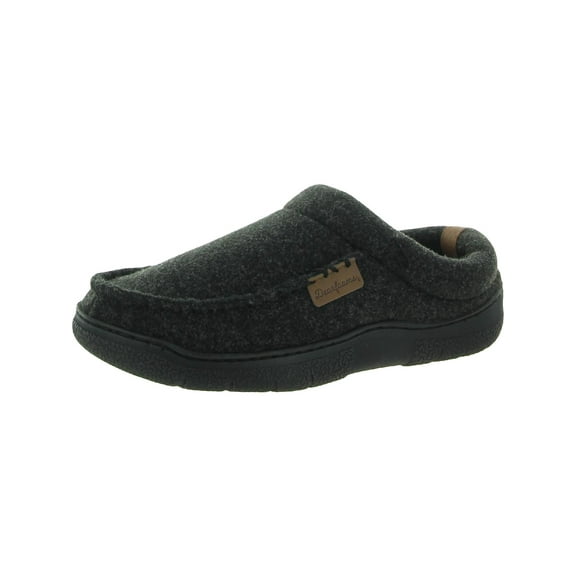 Dearfoams Mens Memory Foam Slip-On Loafer Slippers Black 7/8 Medium (D)