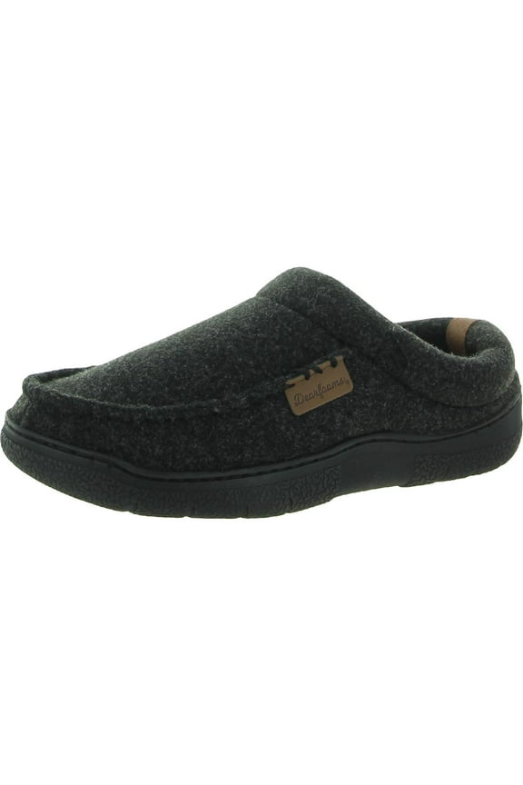 Mens Memory Foam Slip-On Loafer Slippers Black 7/8 Medium (D)