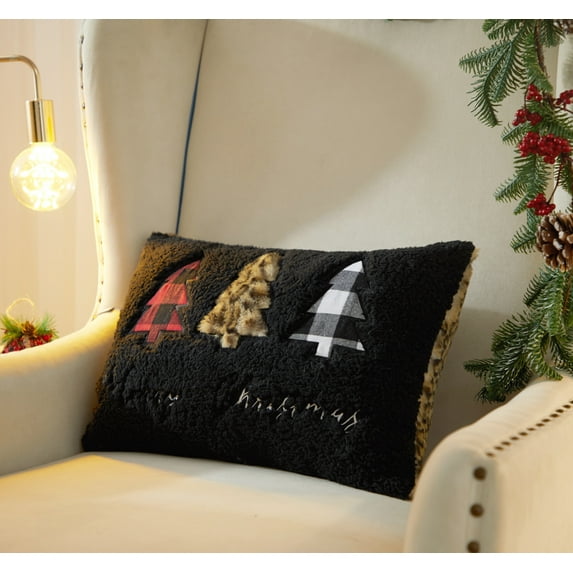 Dearfoams Merry Christmas Tree Oblong Reverse to Leopard Fur, 14'' x 20'', Multi