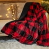 Dearfoams Reverse Sherpa Throw Blanket,  Buffalo Check, Standard Throw