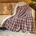 thumbnail image 1 of Dearfoams Reverse Sherpa Throw Blanket, Red Plaid, Standard Throw, 1 of 6