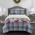 thumbnail image 1 of Dearfoams Stone Lane 3 Piece Reversible Comforter Set, Plaid, King, Gray, Polyfill, 1 of 4