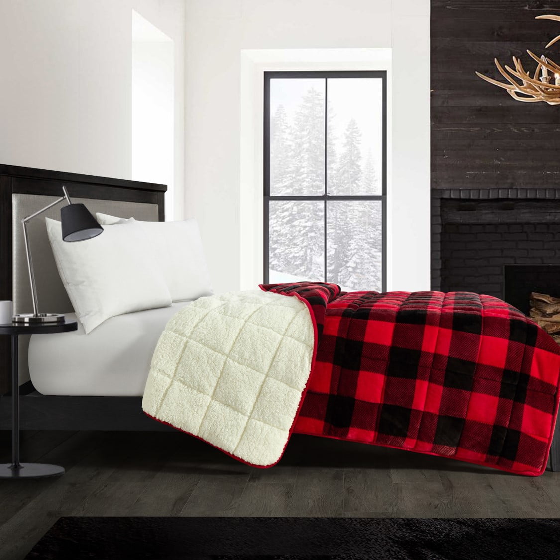 Dearfoams Super Soft Red Buffalo Plaid 15lb Weighted Blanket, 48"x72"