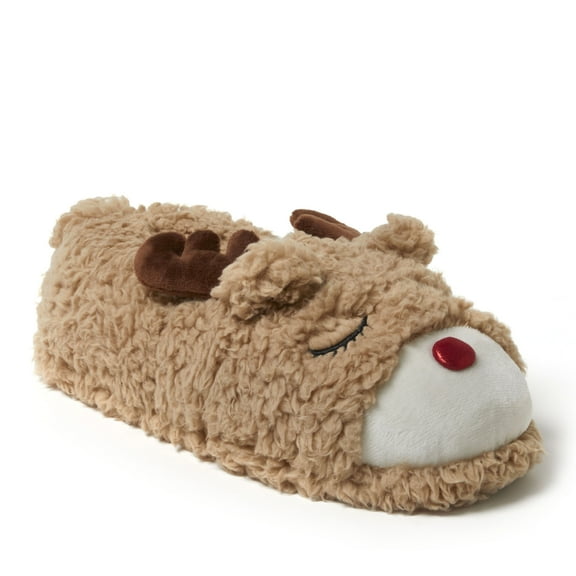 Dearfoams Unisex Adult Animal Closed Back House Slipper - Reindeer