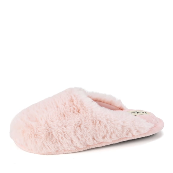 Dearfoams Women's Bailey Plush Furry Fuzzy Scuff Slipper