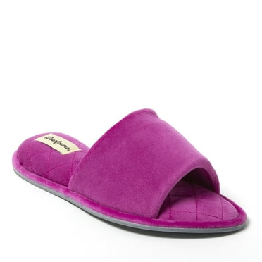 Dearfoams Women's Beatrice Microfiber Velour Shower Slide House Slipper