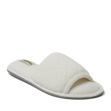 Dearfoams Women's Beatrice Quilted Microfiber Terry Shower Slide House Slipper