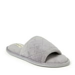 Dearfoams Women's Summer Memory Foam Indoor House Slide Slipper, Medium Grey Terry, 7-8