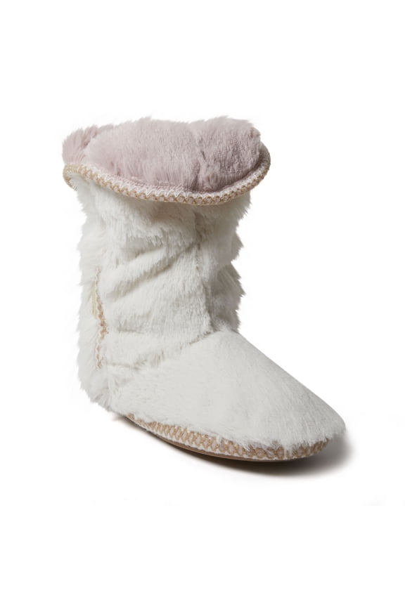 Women's Beth Faux Fur Fold Down Fuzzy Bootie House Slipper Boot