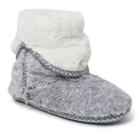 Dearfoams Women's Beth Faux Fur Fold Down Fuzzy Bootie House Slipper Boot