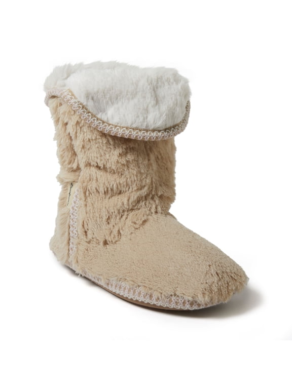 Women's Beth Faux Fur Fold Down Fuzzy Bootie House Slipper Boot