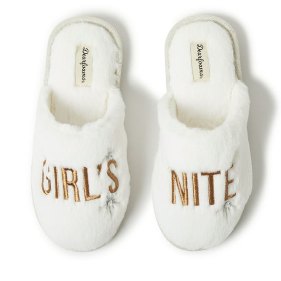 Dearfoams Women's Bridal Celebration Fuzzy Scuff House Slipper