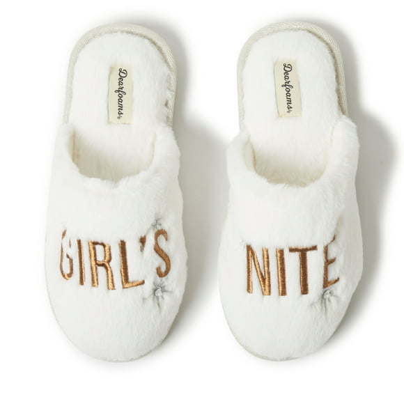 Dearfoams Women's Bridal Celebration Fuzzy Scuff House Slipper