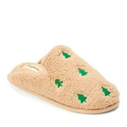 DEARFOAMS Women's Christmas Tree Teddy Scuff Slipper