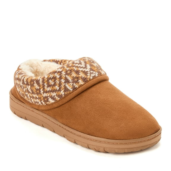 Dearfoams Women's Elsie Foldover Cuff Microsuede Clog Slipper