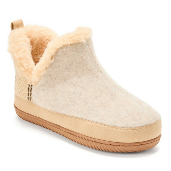 Dearfoams Women's Felted and Plaid Boot Slipper
