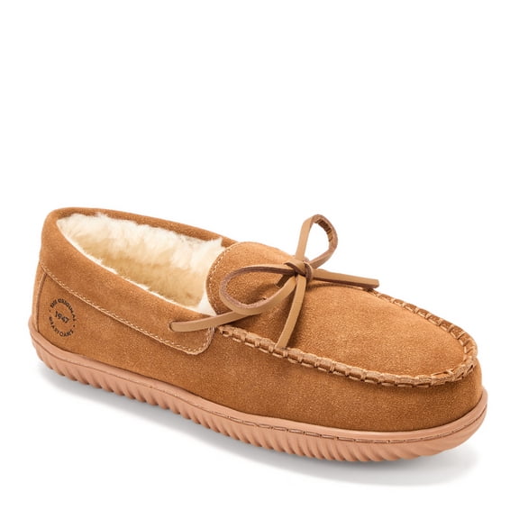 Dearfoams Women's Harriet Genuine Suede Moccasin Slipper
