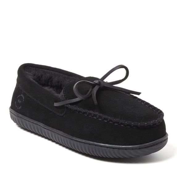 Dearfoams Women's Harriet Genuine Suede Moccasin Slipper