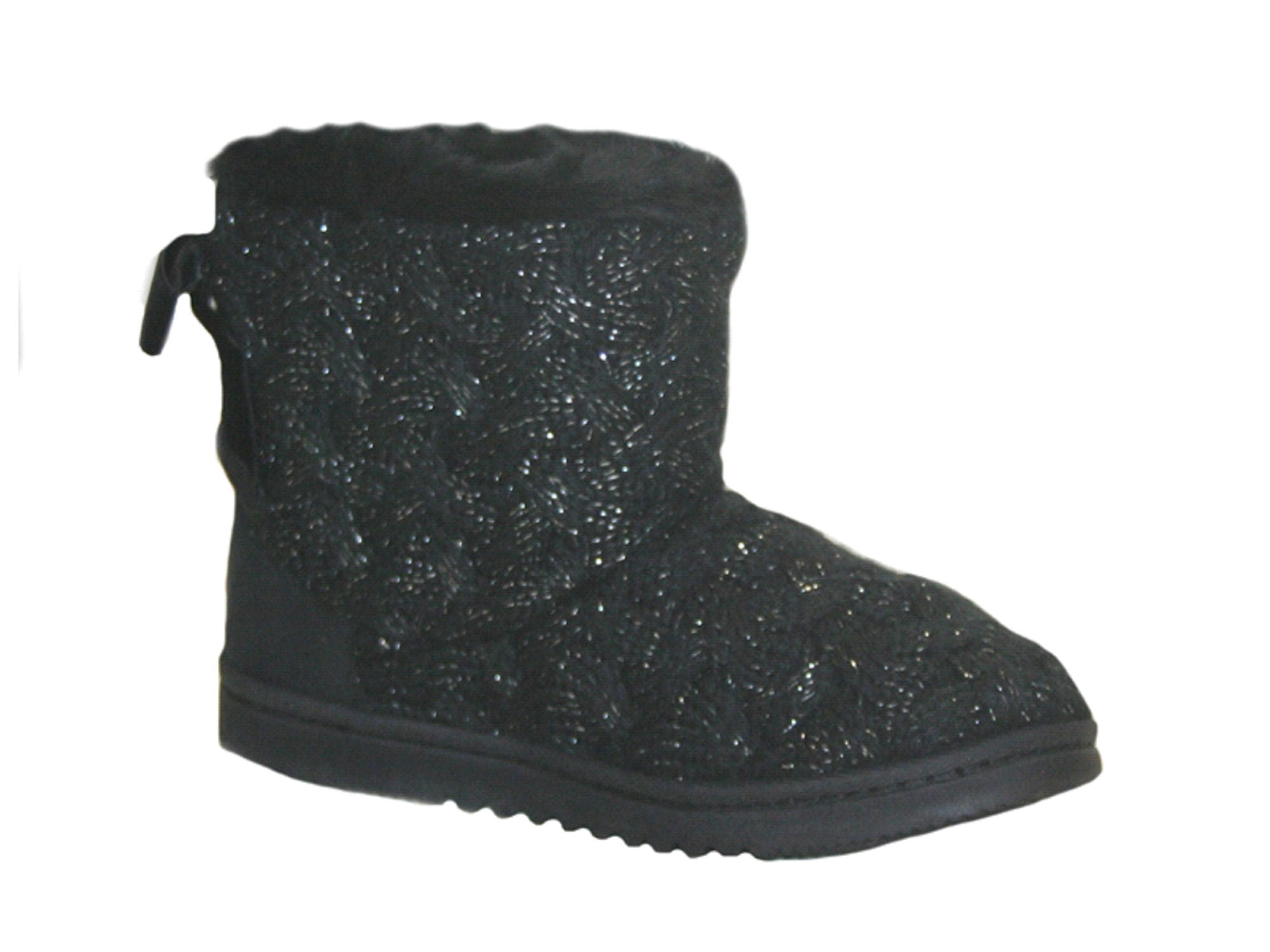 Dearfoams Women's Knit Boot Slipper Black (Small, Shoe Size: 5-6 ...