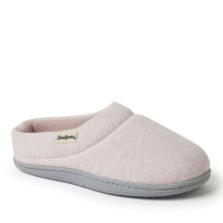 Dearfoams Women's Lacey Rib Knit House Shoe Clog Slipper