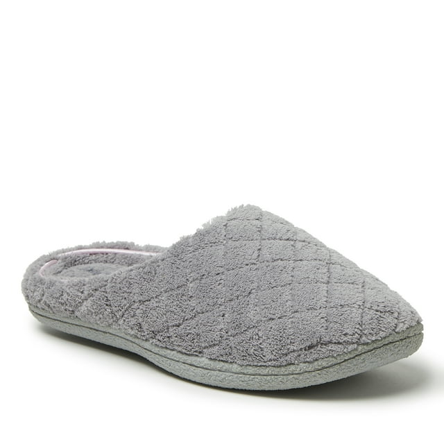 Dearfoams Women's Leslie Quilted Microfiber Terry Memory Foam Clog House Slipper
